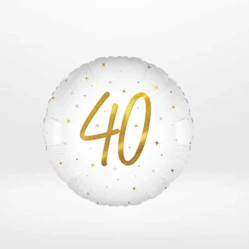 Gold and white 40th birthday balloon from Cake Shop Dudley.
