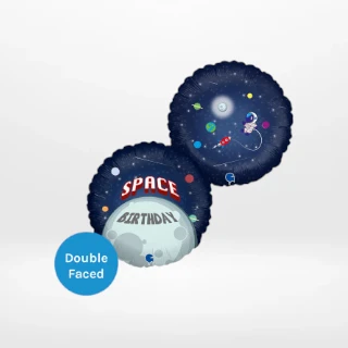 Astronaut balloon with colourful space-themed design from Cake Shop Dudley.
