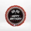 Racing balloon with colourful motorsport-themed design from Cake Shop Dudley.
