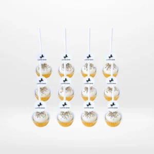 Branded Cake Pops with personalised logo decoration and elegant finish handcrafted in Birmingham.