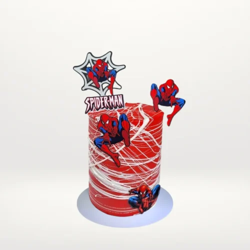 Spiderman themed cake with bold superhero colours and smooth buttercream finish handcrafted in Birmingham.