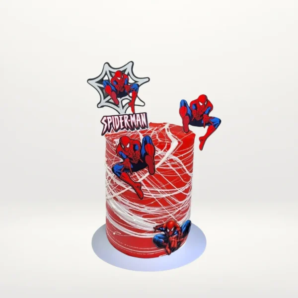 Spiderman themed cake with bold superhero colours and smooth buttercream finish handcrafted in Birmingham.