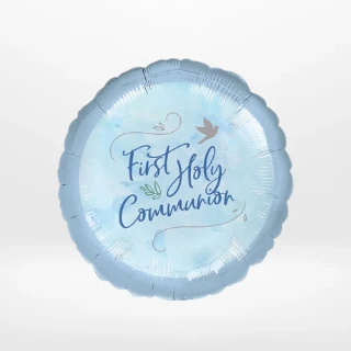 Communion blue balloon with elegant religious styling prepared for celebrations in Walsall.