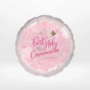 Communion pink balloon with elegant religious styling prepared in Birmingham.