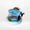 Fishing birthday cake with themed decoration and smooth buttercream finish handcrafted in Birmingham.