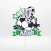 Personalised layered 3D football cake topper with footballs, boots, stars, and player silhouette.