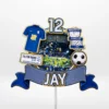 Football theme cake topper with layered 3D shaker design customised in your favourite team colours from Cake Shop Birmingham.