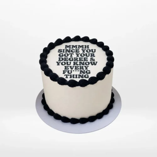 Funny graduation cake with humorous message, graduation cap, and diploma from Cake Shop Birmingham.