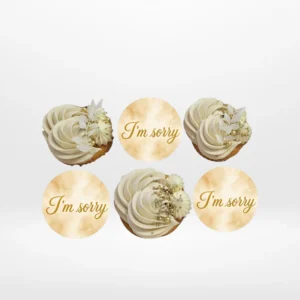I’m Sorry cupcakes with elegant buttercream swirls and edible toppers from The Cravery Cake Shop Birmingham.