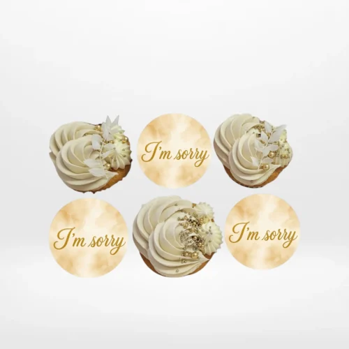 I’m Sorry cupcakes with elegant buttercream swirls and edible toppers from The Cravery Cake Shop Birmingham.