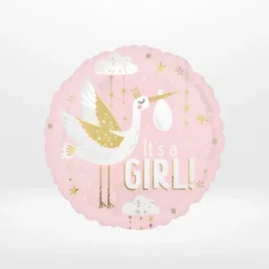 Baby girl balloon with pink decorative styling and cheerful design prepared in Birmingham.