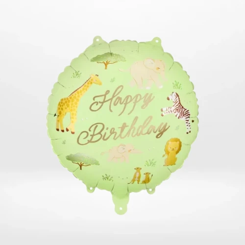 Safari balloon with colourful animal-themed design from Cake Shop Solihull.