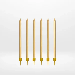 Long gold candles for celebration cakes from Cake Shop Solihull.