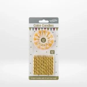 Gold birthday candles for celebration cakes from Cake Shop Dudley.
