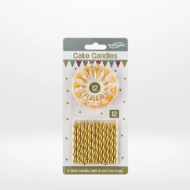 Gold birthday candles for celebration cakes from Cake Shop Dudley.