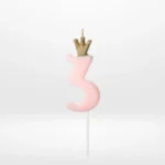 Pink number 3 candle for third birthday cakes from Cake Shop Dudley.
