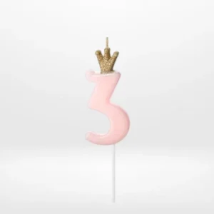 Pink number 3 candle for third birthday cakes from Cake Shop Dudley.