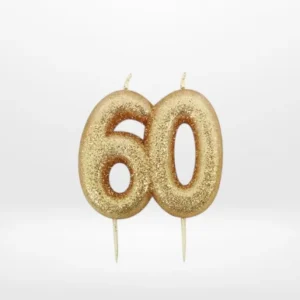 Gold glitter 60th birthday candle from Cake Shop Dudley.
