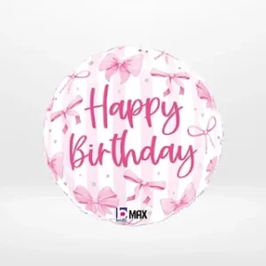 Pink bows balloon with elegant pink styling from Cake Shop Dudley.