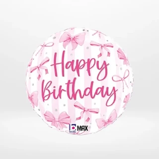 Pink bows balloon with elegant pink styling from Cake Shop Dudley.
