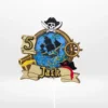 Pirate cake topper with layered 3D shaker design, pirate ship, treasure chest, and glitter from Cake Shop Birmingham.