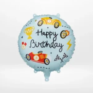 Race car balloons with colourful racing-themed design from Cake Shop Birmingham.