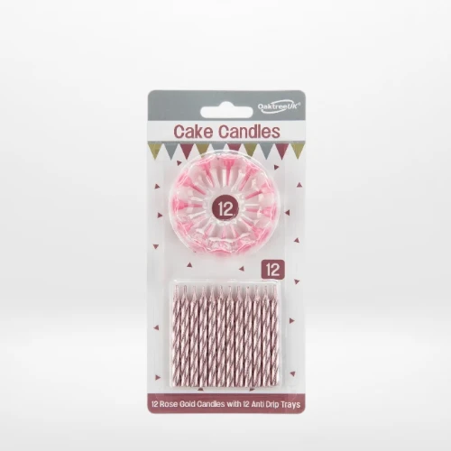 Rose gold birthday candles for celebration cakes from Cake Shop Dudley.