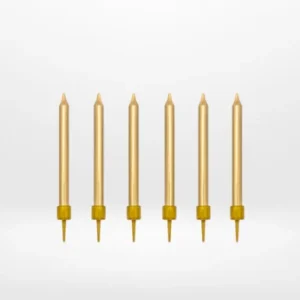 Short gold candles for celebration cakes from Cake Shop Birmingham.