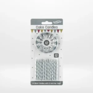Silver birthday candles for celebration cakes from Cake Shop Birmingham.