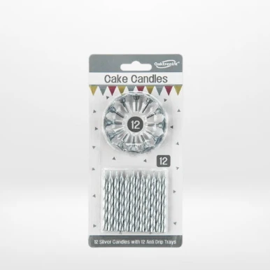 Silver birthday candles for celebration cakes from Cake Shop Birmingham.