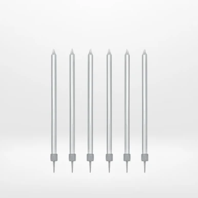 Long silver candles for celebration cakes from Cake Shop Dudley.