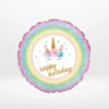 Unicorn balloon with colourful magical-themed design from Cake Shop Birmingham.