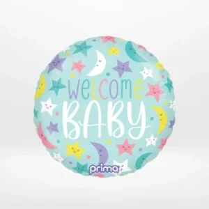 Welcome baby balloon with soft colours and cheerful design prepared in Birmingham.