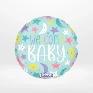 Welcome baby balloon with soft colours and cheerful design prepared in Birmingham.