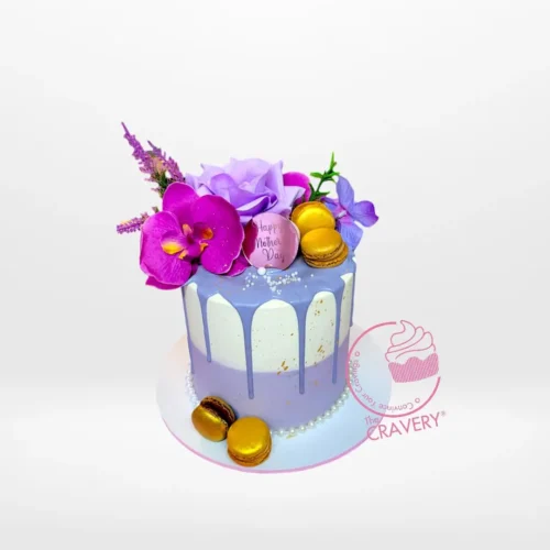 Mother's Day Cake, A beautifully crafted cake with non-edible flowers, perfect for Mother's Day in Solihull.