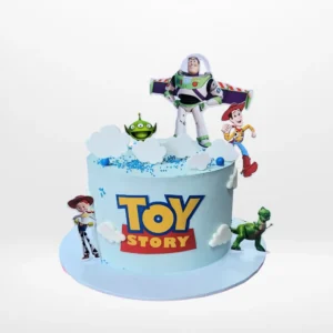 Toy Story Cake with edible logo print and character toppers from Cake Makers Birmingham