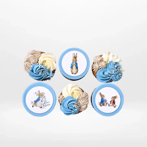 Peter Rabbit Cupcakes with edible print toppers from Cake Shop Birmingham